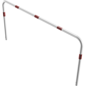 Hoop of steel tube |  48 x 2,5 mm | without cross bar | for casting in concrete | total width 2000 mm | total height 1000 mm | hot-dip galvanized and white coatedwith red reflecting stripes